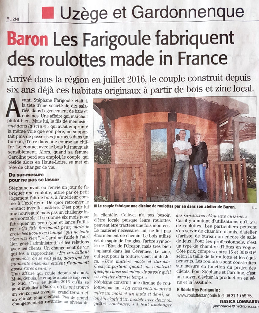 article roulottes Farigoule midi libre nimes