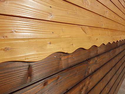 finition roulotte bois saturateur 2 tons