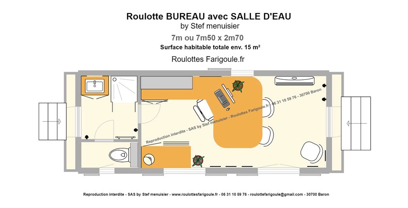 Plan roulotte bureau et vestiaire By Stef menuisier Roulottes Farigoule