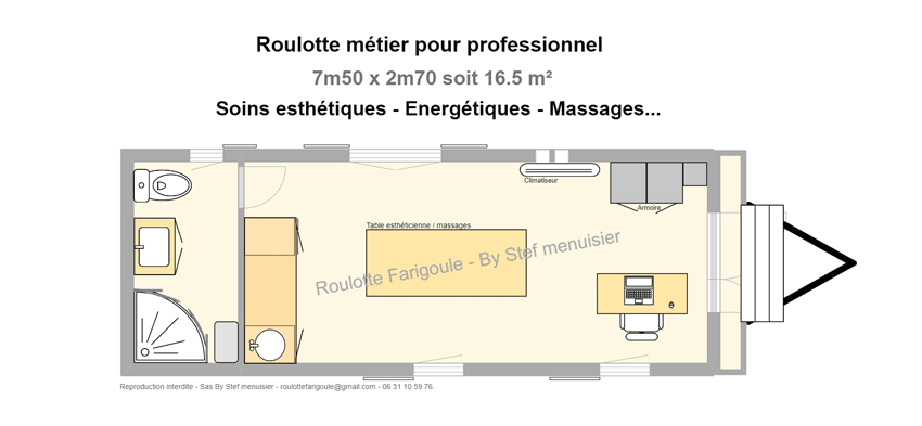 roulotte professionnelle estheticienne massage soins energetisues By Stef menuisier